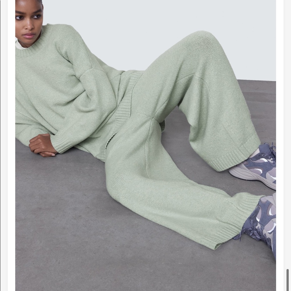 Zara oversized knit sweater and culotte pant lounge set
